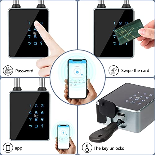 Laxre Smart Padlock With Keys, Bluetooth Keypad Smart Lock, Keyless Entry Front Door Lock,Combination Lock,Water Resistant,App Enabled For Home, Gate,Gym,Outdoor,School,Bike, Locker,Storage Unit #TOP2