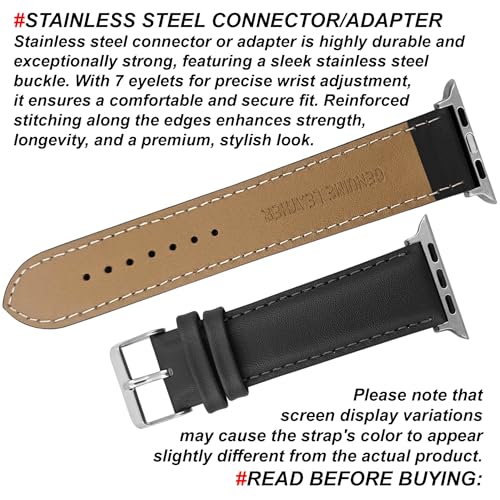 Image of DBLACK ''NAGATA2'' Compatible with Apple Watch Strap 42mm 44mm 45mm 46mm 49mm, Leather Watch Strap, Full Padded with Strong stitching, Matte Finish Watch Belt for iWatch Series 10 9 8 7 6 5 4 3 2 1 SE /SE2 and Ultra 2 /Ultra (Watch is Not Included)
