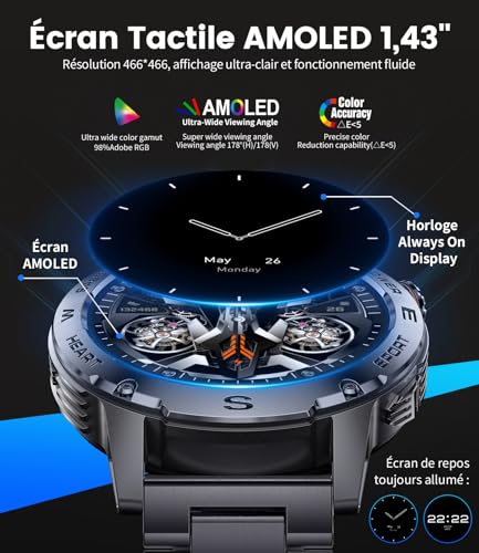Montre connectée homme appels Bluetooth FITFLEX écran Amoled compatible Android iOS - 2