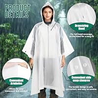 Aolegoo 2 Stück Regenponcho, EVA Wiederverwendbarer Tragbarer Unisex-Regencape für Survive, Fahrrad, Wandern, Camping, Angeln, Konzert, Stadion, Festival (Weiß) – Ansicht 3