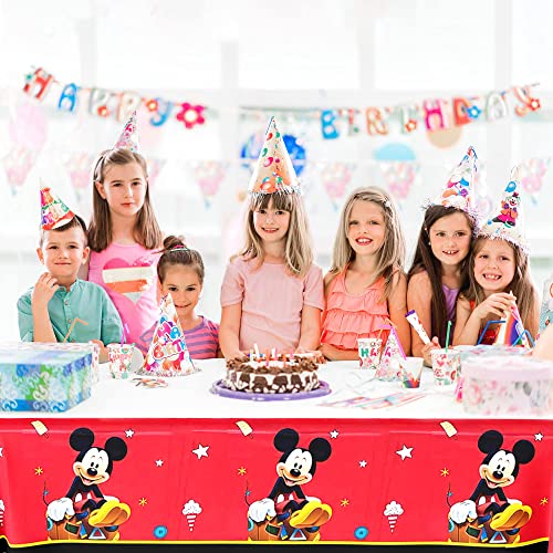 Mickey Minnie Mouse Themed Backdrop And Tablecloth Party Supplies Disney Cartoon Colorful Dots Photography Background Happy Birthday Banner Decorations #TOP6