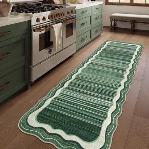 Lahome Green Kitchen Runner Rug Cover