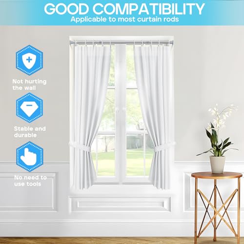Image of Spring Tension Curtain Rod 18-36 inch, Adjustable Expandable Tension Curtain Rod No Drilling, Tension rods for Window Doorway Kitchen Curtain, Silver