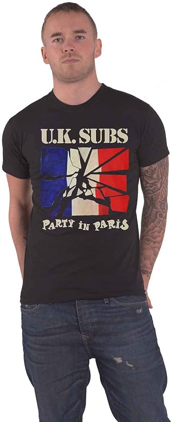 Uk Subs T Shirt Party In Paris Band Logo Official Mens Black Size M