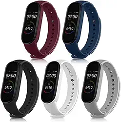 Pacote Kit 5 Pulseiras Extras Compatível com Mi Band 5 6 Sport Silicone Cores Vivas