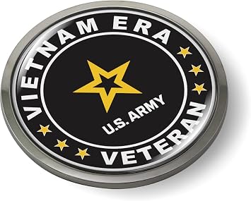BestLicensePlateFrames - U.S. Army Vietnam ERA Veteran 3D Domed CAR Emblem Badge Sticker Chrome Metal Bezel - Official U.S. Army Licensed Product