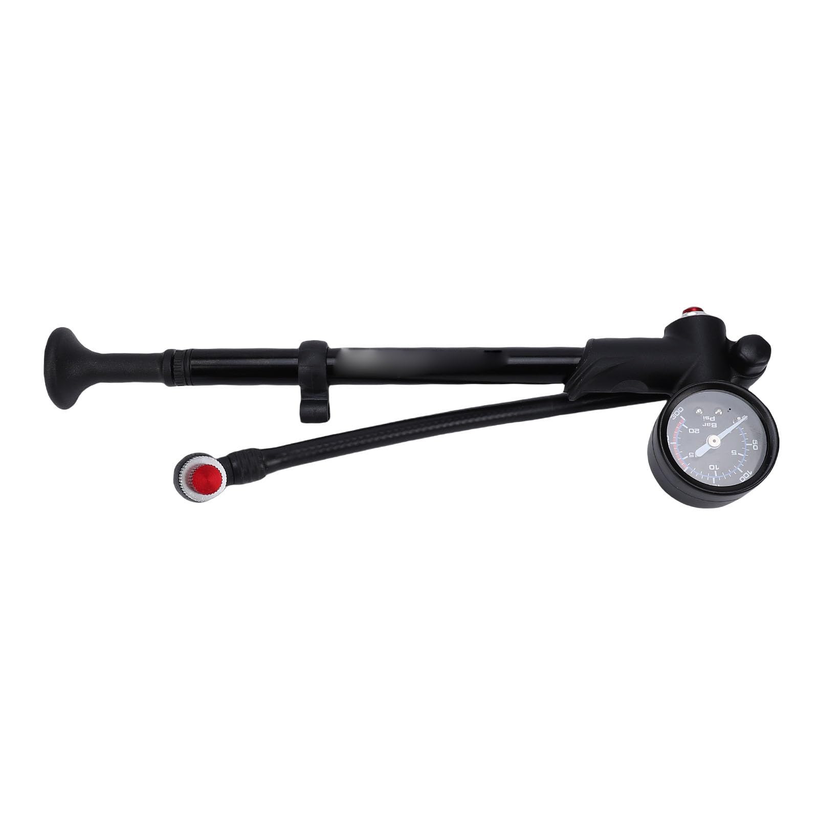 BAFOVY Mountain Bike Shock Pump Aluminum Alloy Bike Shock Pump 300 PSI with Gauge Relief Valve 360 Rotating Hose for Front Fork Rear Suspension Riders