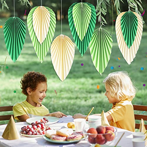 Image of Easy Joy Paper Leaves Decorations for Wall Paper Fans Classroom Decoration Leaves Backdrop Decor Wall Decor,Set of 9