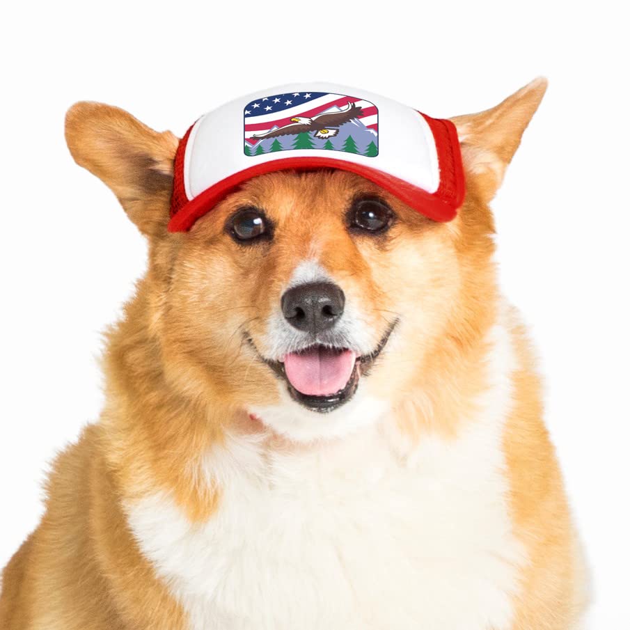 USA Collection, PupLid Trucker Hats for Dogs (Medium) Premium Stylish Sun Protection for The Modern Dog - Adjustable for Secure Comfortable Fit on