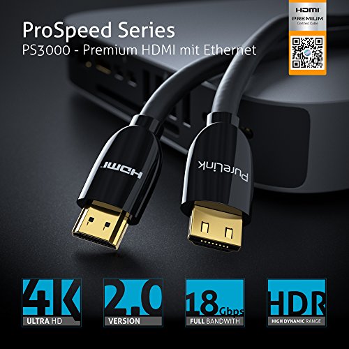 Cable HDMI PureLink PS3000 de 4 metros con conector anticaídas para pantallas estables 4