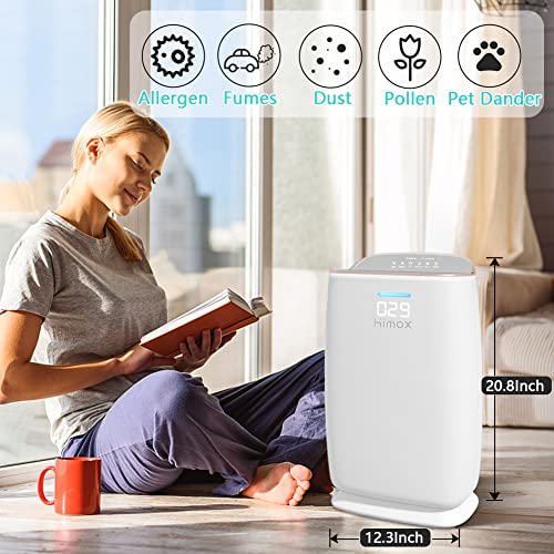 Himox Air Purifiers For Home Large Room Covers 1200 Ft² H13 Ture Hepa Filter For Allergies Pets Bedroom With Pm 1.0 Digital Display, Remove 99.97% Of Pollen Mold Smoke Dust Odor To 0.1Micron 20Db, H04 #TOP5