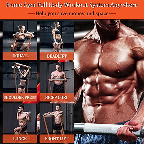 Dasking 500Lbs Extra Heavy Home Gym Resistance Band Bar Set With 4 Levels Stackable Resistance Bands, Portable Full Body Workout Equipment Exercise Bar Kit,Workout Guide Included (Black) #TOP1