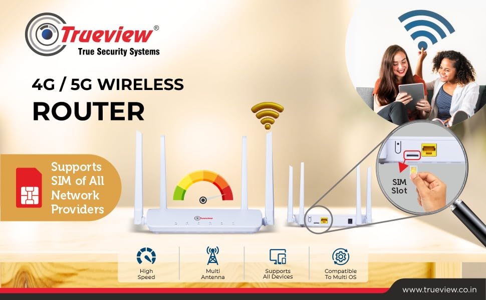 Trueview Wireless Router 4G Mobile Sim Based Router with Four Antenna, Output 4G/2.4Ghz, Plug and Play, Ideal for NVR, DVR, WiFi Camera,All 4G Sim... - Image 4
