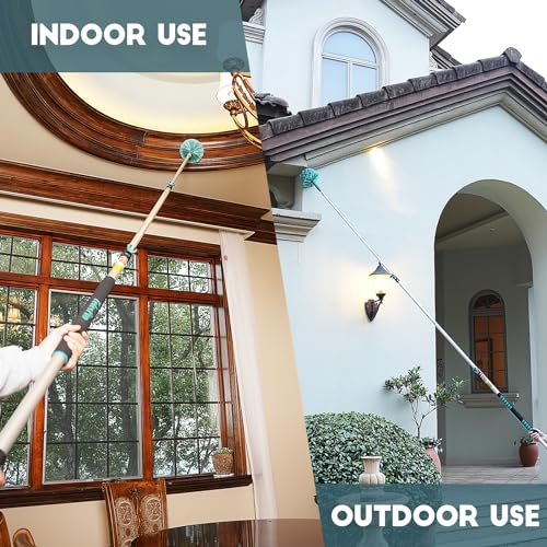 Image of TelesPro 20 Feet High Reach Cobweb Duster with 5-12Ft Extension Pole, Webster Cobweb Duster with 3-Stage Telescopic Aluminum Pole, Spider Web Brush for Outdoor & Indoor Cleaning - Soft Bristles.