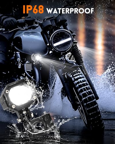 Image of CO LIGHT Motorcycle Fog Lights LED 60W 20000LM Auxiliary Driving Light 7 Lighting Modes White /Amber IP68 Waterproof Spot Pod Lights Kit Universal Fit for Motorcycles ATV UTV, 2PCS