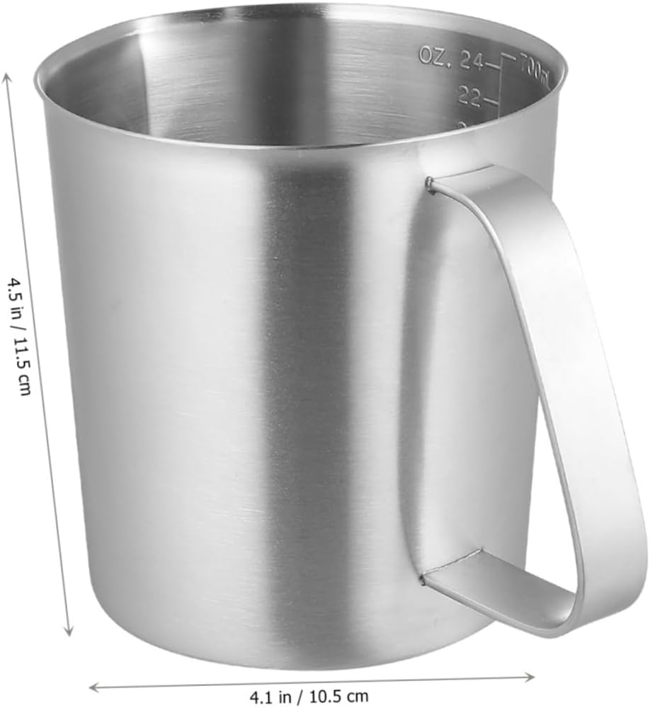 PRETYZOOM Stainless Steel Graduated Measuring Cup Liquid Measure Cup Easy Read Scale Baking Tool