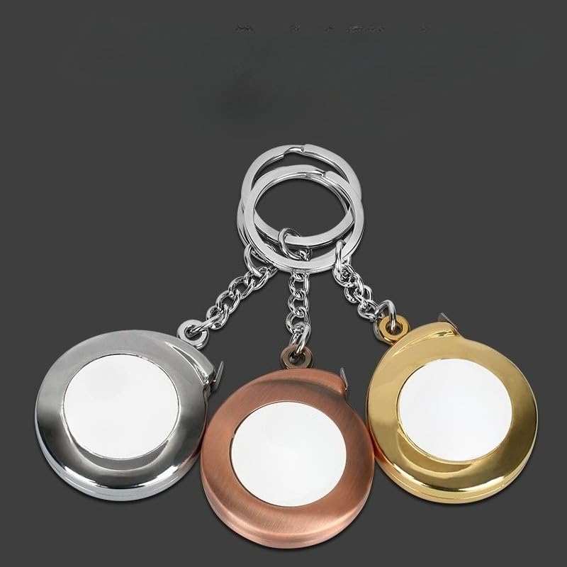 1PC Keychain Tape Measure 2m Mini Retractable Metal Finish Pocket Measuring Ruler for Household Sewing Advertising Promotional Gifts, Bronze