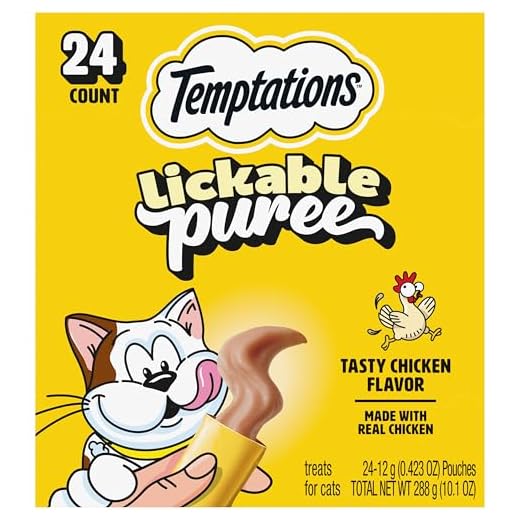 Temptations Creamy Puree Lickable Cat Treats, Chicken, 24 Count