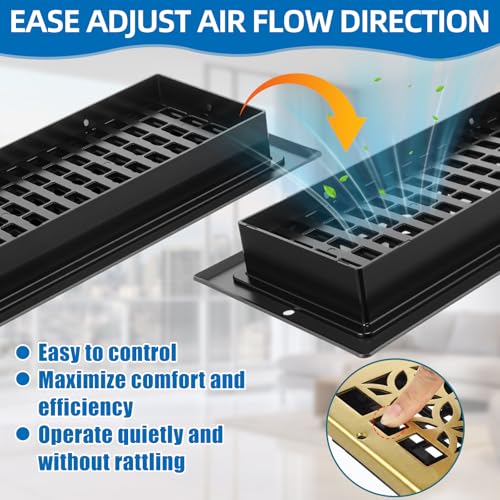 Image of 10 Pack 4x10 Inch Heavy Duty Walkable Floor Register, Adjustable Airflow Decorative Floor Vent Covers Steel Vent Registers with Screws for Home and Shopping Mall (Bronze)