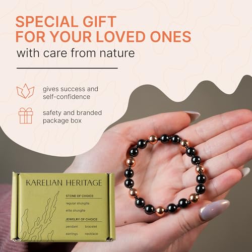 Karelian Heritage Shungite Stones & Copper Bracelet | Authetic Shungite Crystal Jewelry | Protective Powerful Defender Stone Bracelet | Spiritual Healing Crystal Chakra Balance2