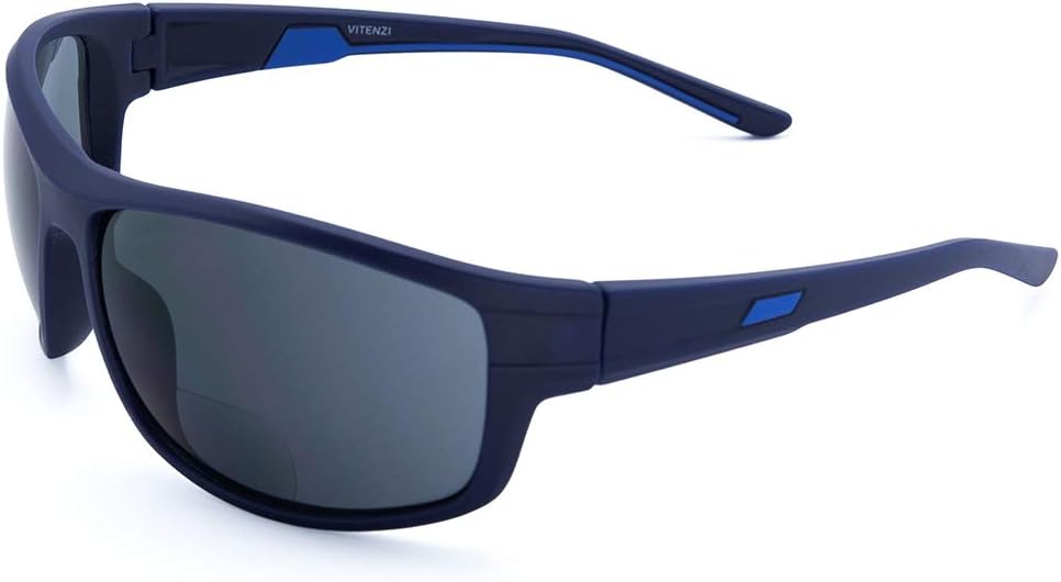 VITENZI Bifocal Sunglasses Wraparound Sports Readers for Reading Under The Bari Sun in Blue 2.75