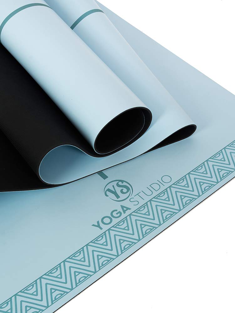 Yoga StudioThe Grip Alignment Mat - 61cm x 183cm Mat with Non-Slip Base, Moisture-Absorbing 4mm Thick Latex-Free Yoga Mat Roll
