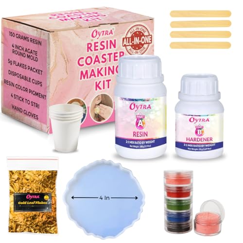 Image of Oytra Resin Coaster Making Kit with Moulds and Tools for DIY Art & Craft Materials Casting Set for Beginners Perfect Return Gift