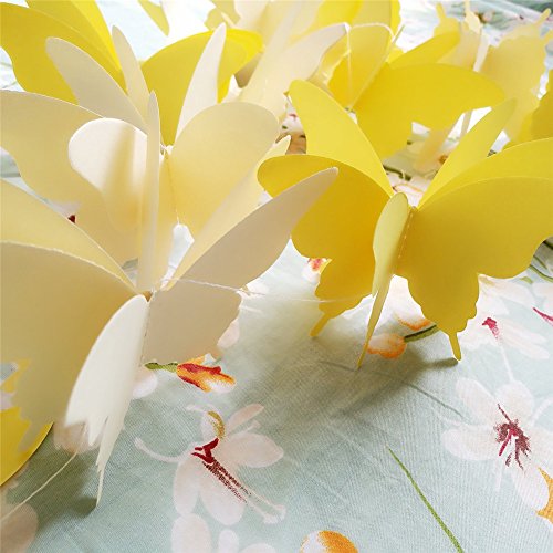 Zilue Butterfly Banner Decorative Paper Garland For Wedding, Baby Shower, Birthday & Theme Decor 110 Inches Long Set Of 2 Pieces Yellow #TOP1