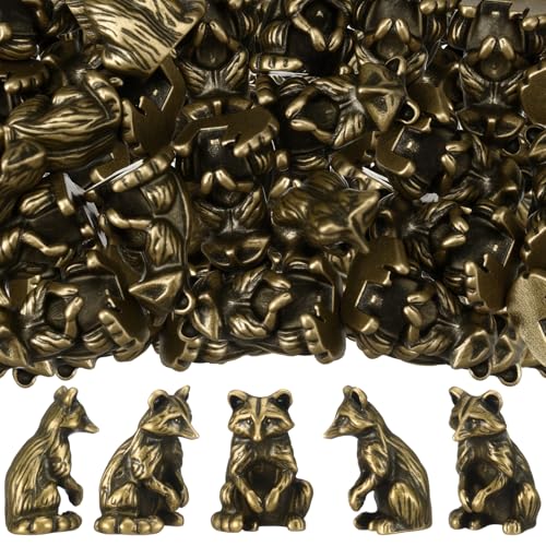 Civaner 24 Pcs Mini Brass Figurines, Mini Raccoon Figurines, Vintage Statue