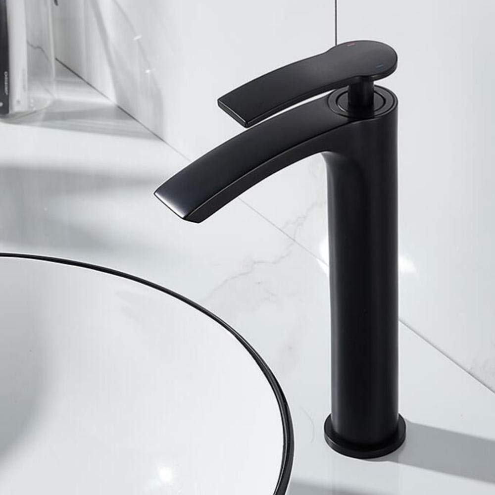 COSZWQDP Tall Basin Mixer Tap Waterfall Bathroom Sink Taps Black Heightened Hot and Cold Faucet