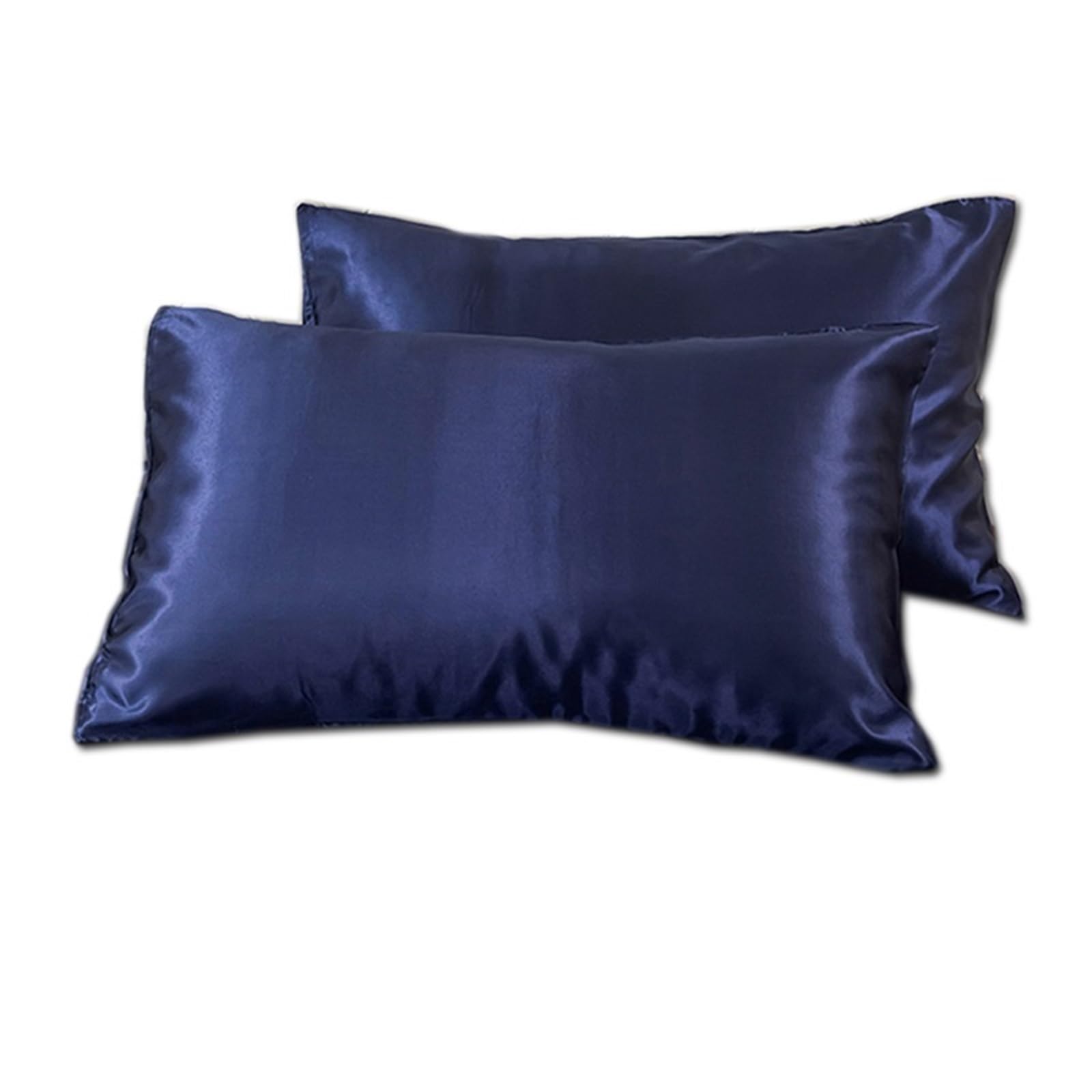 Silk Pillowcase Stain Pillowcase Silky Soft Pillow Cover(Navy Blue,50x75cm)