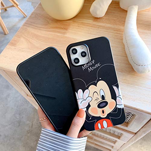 Iphone 12 Case, Iphone 12 Pro Case, Cute [Kiss Series] Vibrant Matte Cartoon Case, Slim Fit Black Bumper Full-Body Soft Tpu Case For Iphone 12 And Iphone 12 Pro 6.1 Inch 2020 (Mickey Mouse) #TOP3