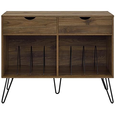 Novogratz Concord Turntable Stand, Double, Walnut Cover