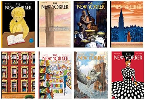 The New Yorker Cover Card Assorted Box | 8 Blank Cards and Envelopes 5x7, Black (NYVAB01)
