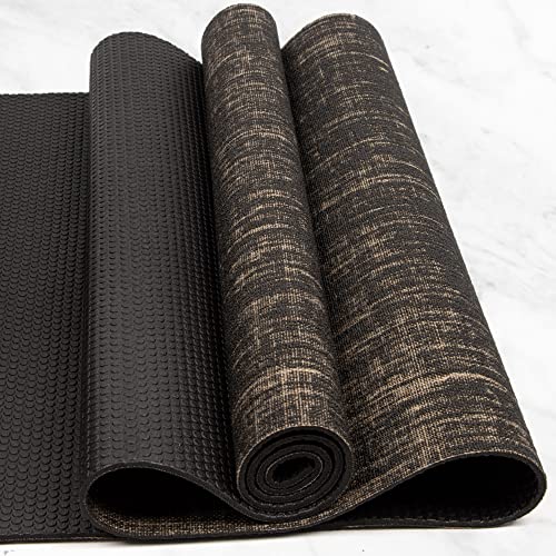 Myga Jute Yoga Mat - High Performance Vegan Floor Exercise Mat - Eco Friendly Biodegradable Yoga Mat with PVC Backing - 72" x 24" - 0.2" Thickness Black by Myga - Image 6