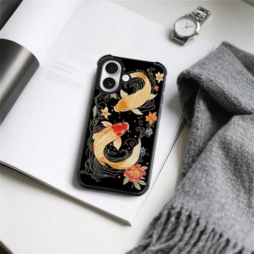 Coque rigide iPhone 17 compatible Magsafe antichoc motif floral poisson - 3