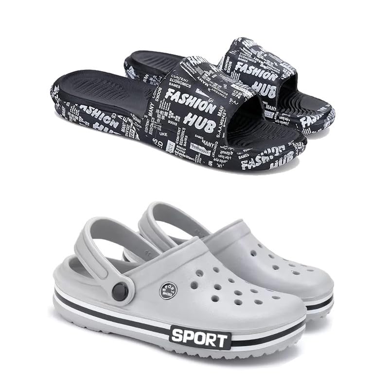 Image of WINGSCRAFT-Lightweight Classic Clogs || Sandals with Slider Adjustable Back Strap for Men-Combo(2)-3103-3014