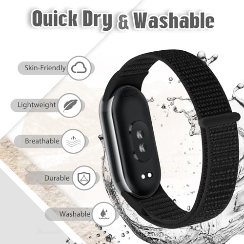 Image of Nylon Sport Band Compatible with Xiaomi Smart Band 10 /9 /8 for Women Men, Soft Adjustable Breathable Sport Loop Watch Strap Replacement Wristband for Xiaomi Mi Band 10 /9 /8, 3pcs