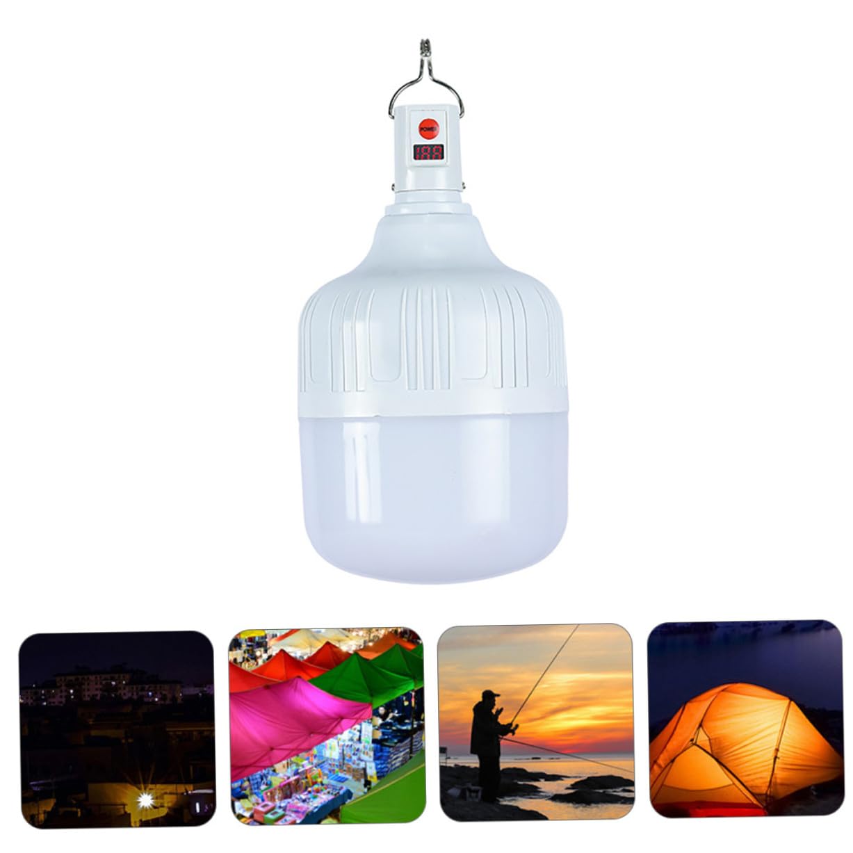 Lampe de Tente Rechargeable USB 100w 18 Led, Étanche en Plastique, Batterie 1200mah, pour Camping Extérieur et Urgence