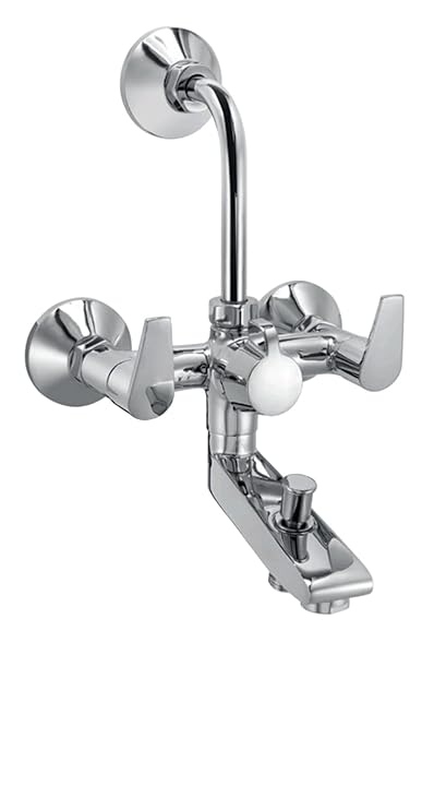 PARRYWARE Edge Wall Mixer 3-in-1 with L-Bend & with Wall Flange & Leg Set (Brass&Chrome Finish) G4817A1