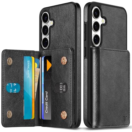 Coque Cuir Galaxy S25 Plus TUCCH Etui Portefeuille Noir
