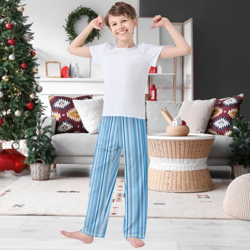 Boy's Pants Different Blue Line Jogger Pants Elastic Waist Long Bottoms Trousers with Pockets 6-14 Years2