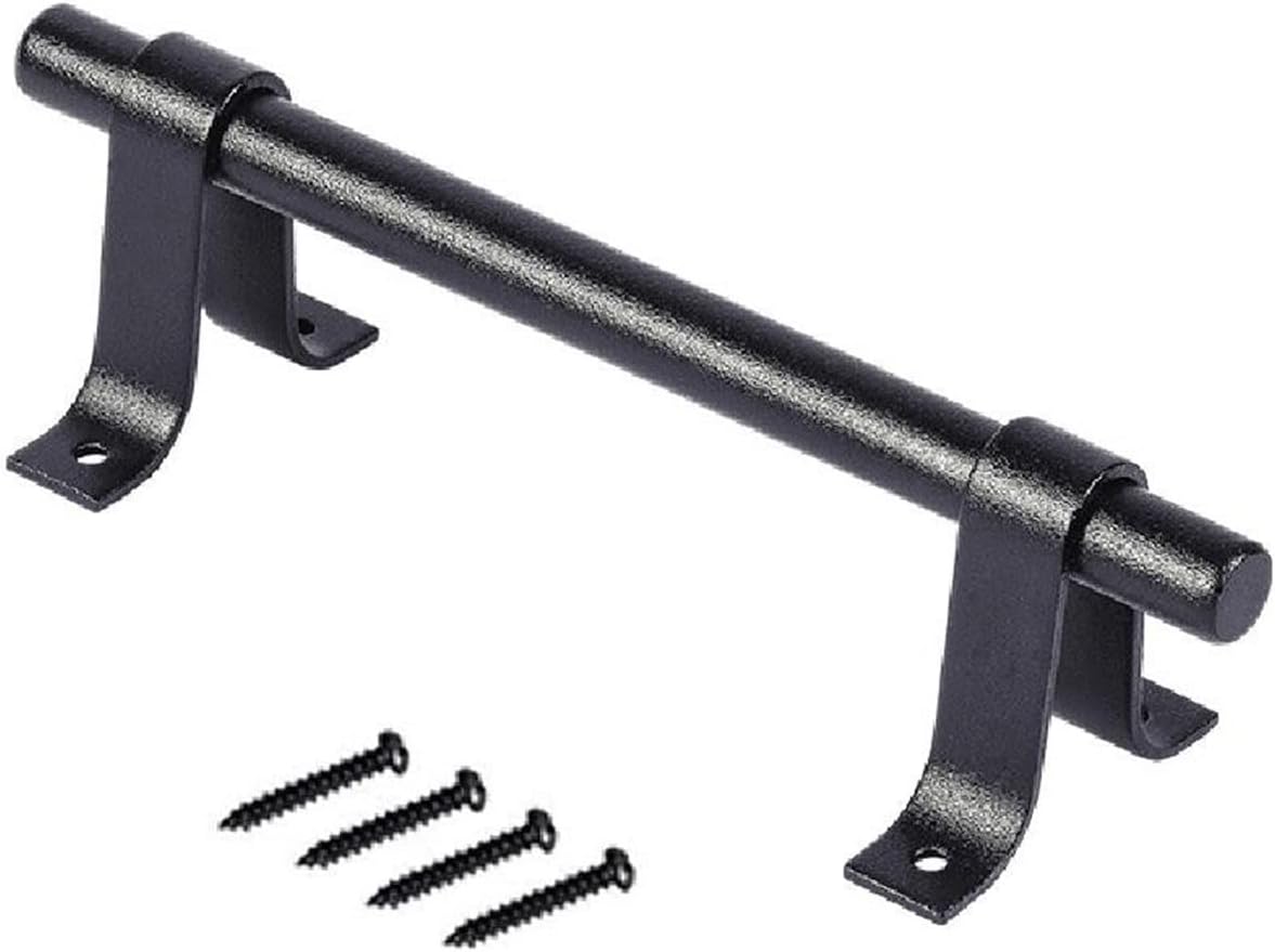 HJLIKE Door Handles Lacquered Black Carbon Steel Barn Door Handle Country Sliding Gate Pull Handle Wood Door Handles