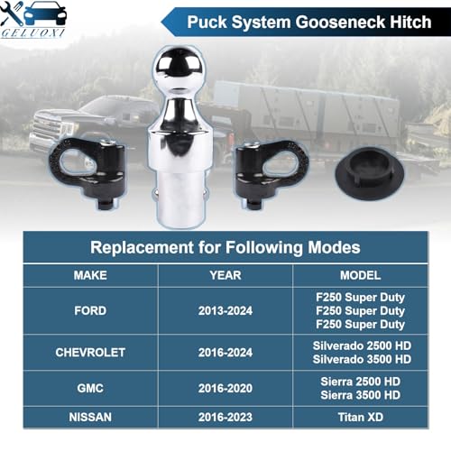 60692 Puck System Gooseneck Hitch Ball Kit, 38,000 Lbs, 2-5/16-In Ball, Replacement for 2016-2024 Select Chevrolet Silverado, 2013-2023 Ford F250/F350/F450, Nissan Titan XD, GMC Sierra 2500 3500 HD by GELUOXI - Image 3