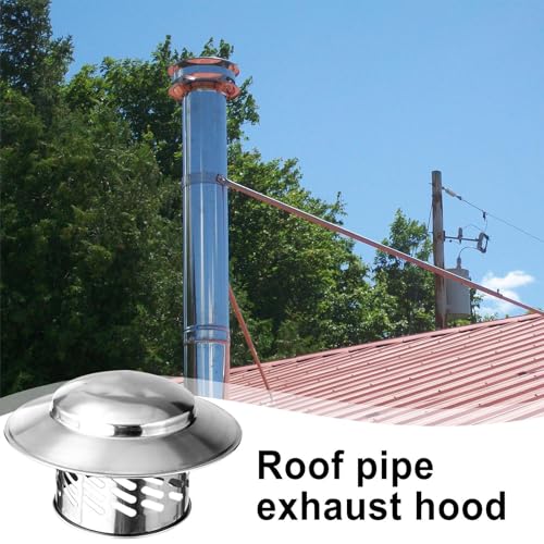 Miniatura 4 de Sombrerete Chimenea Antilluvia, Caperuza Salida De Humos 110 160 200mm Diámetro, Caperuza Salida De Humos, Sombrerete Antiviento, Acero Inoxidable, Para Conductos De Estufas Y Chimeneas