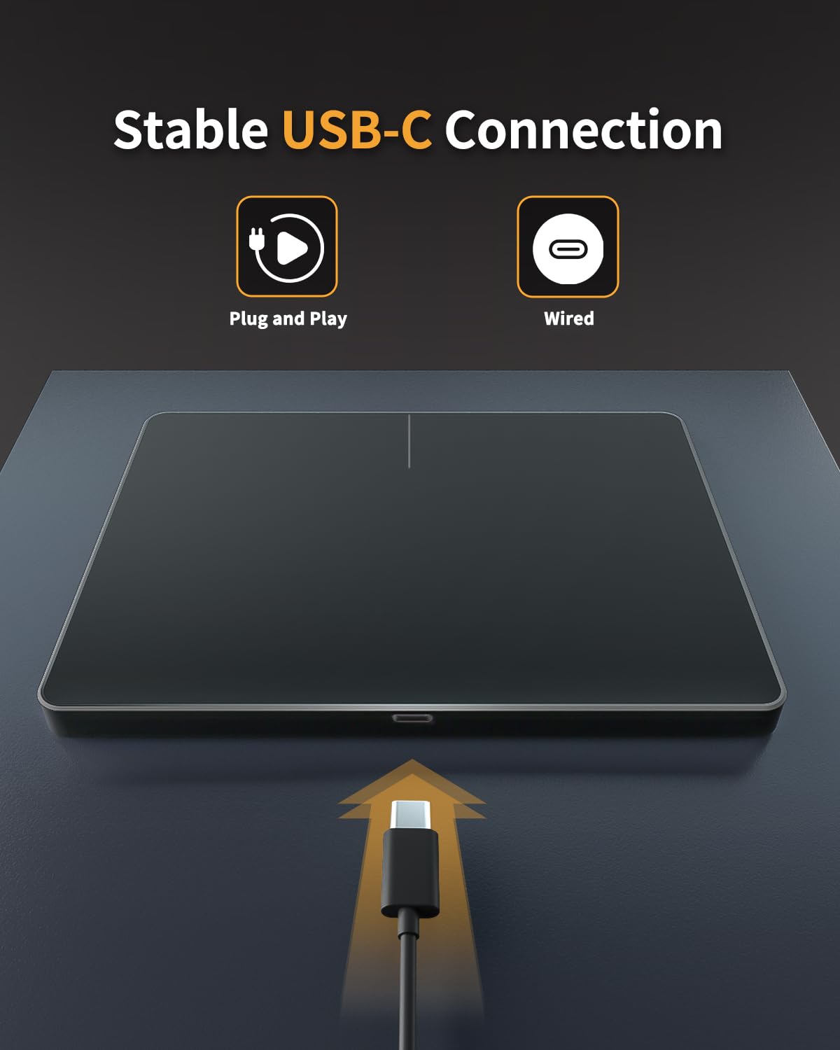 ProtoArc T1 Touchpad para Windows 11/10, USB Slim Externo Trackpad con Cable, Alta Precisión Portátil con Navegación Multitáctil para Tablet y Ordenador de Escritorio - Negro