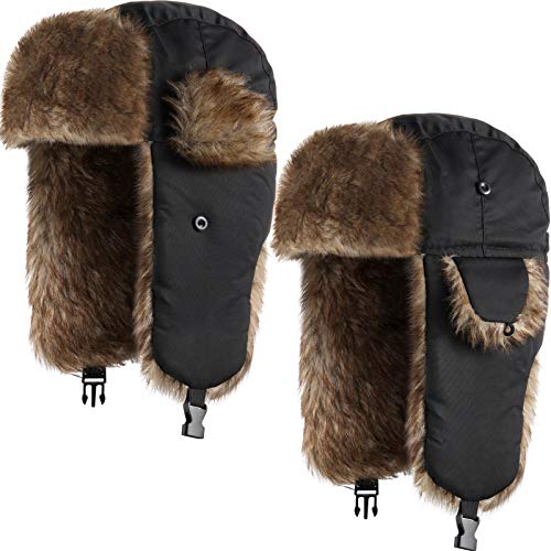 Chapeau de trappeur ushanka russe pour rando hivernale et ski lot de 2 bonnets