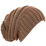 einfarbige Trend Strickmütze braun mit Muster im Grobstrick Style