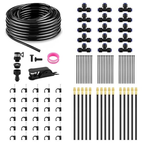 BewässerungsSystem Garten - Bewässerung Set mit 20m Bewässerungsschlauch und 20cm Verstellbare Bewässerungssprühdüse, Gartenbewässerung Tröpfchenbewässerung für Balkon Gewächshaus Pflanzen