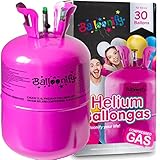 Helium Ballongas für 20/30/50 Ballons | Heliumflasche Set mit Knickventil für Luftballons + Folienballons | Geburtstag Party Hochzeit Flasche, Größe: Ballongas für 30 Ballons